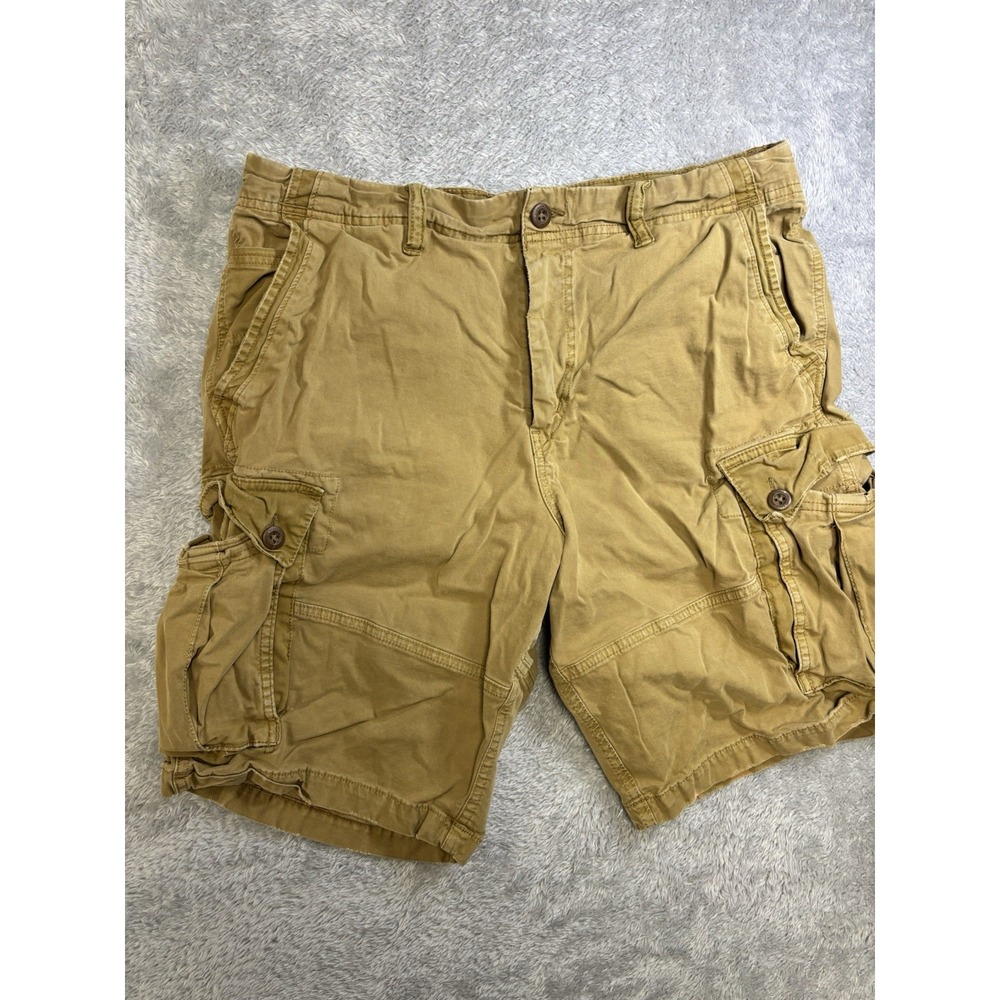 American Eagle Shorts Men 38 Brown Khaki Cargo Canvas Stretch Classic Utility AE